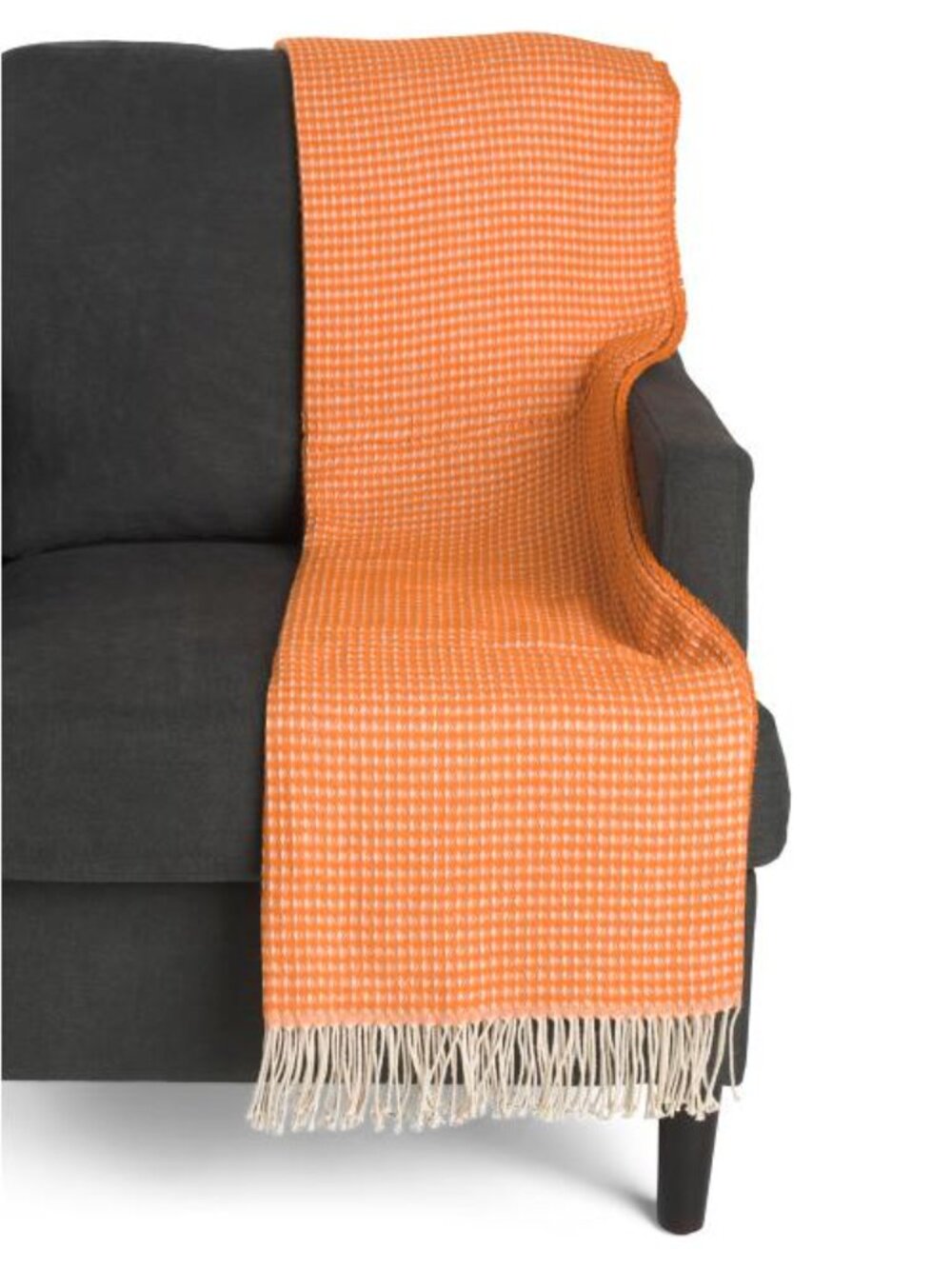 MADE IN ITALY Made In Italy Waffle Knit Fringe Throw